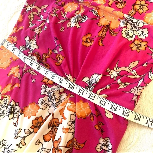 Vince Camuto dress floral mixed print sleeveless side knot twist front midi - Picture 11 of 16